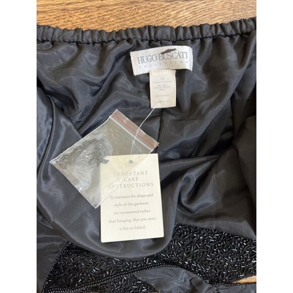 VTG Hugo Buscati Womens Black 100% Silk Beaded Halter Top Size 12 Holiday Y2K - Picture 6 of 10